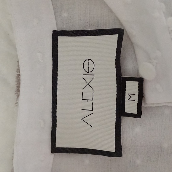 ALEXIS Lyric white dobby blouse balloon sleeves M - Picture 14 of 15